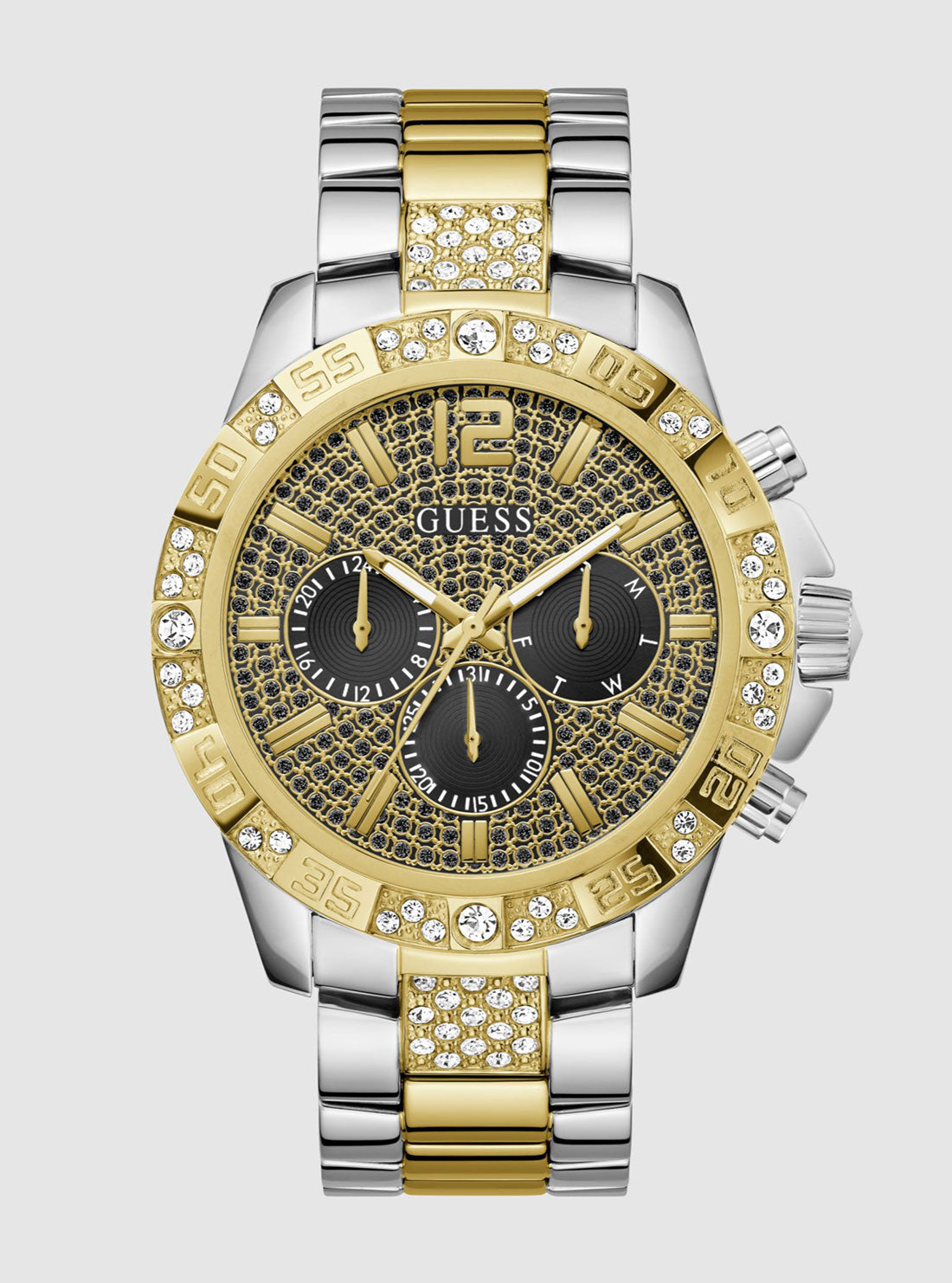 GUESS Accessories Gold Silver Majestic Link Watch GW0796G3 Front View