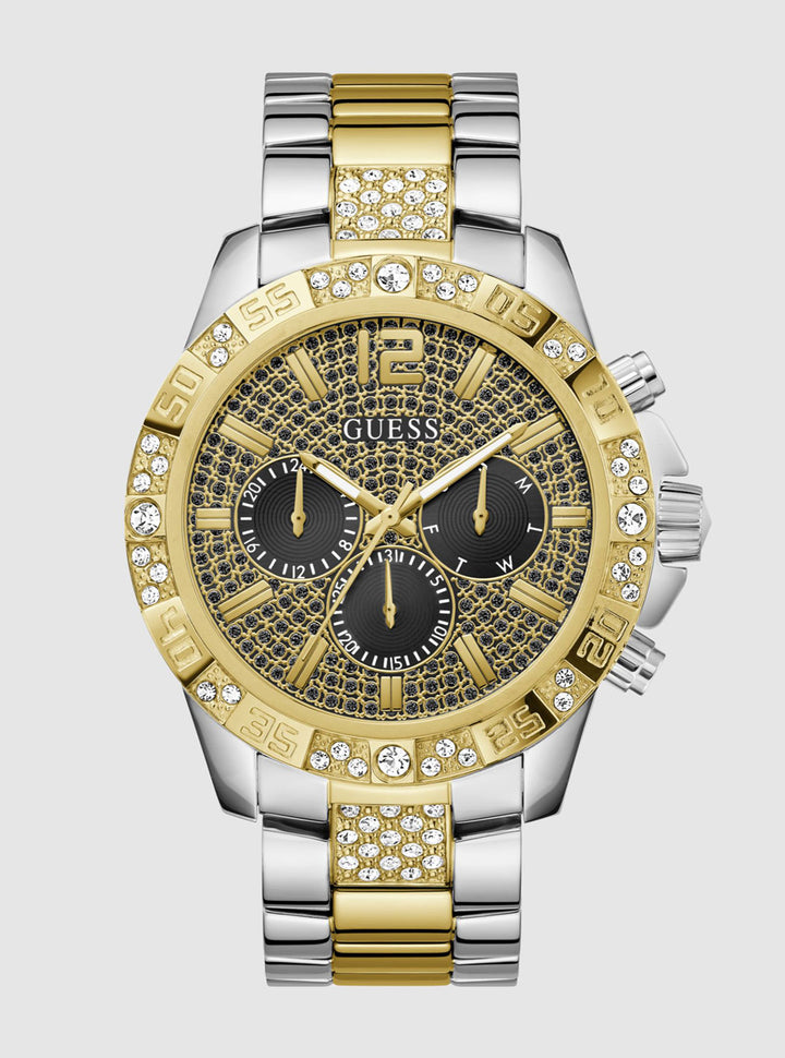 GUESS Accessories Gold Silver Majestic Link Watch GW0796G3 Front View