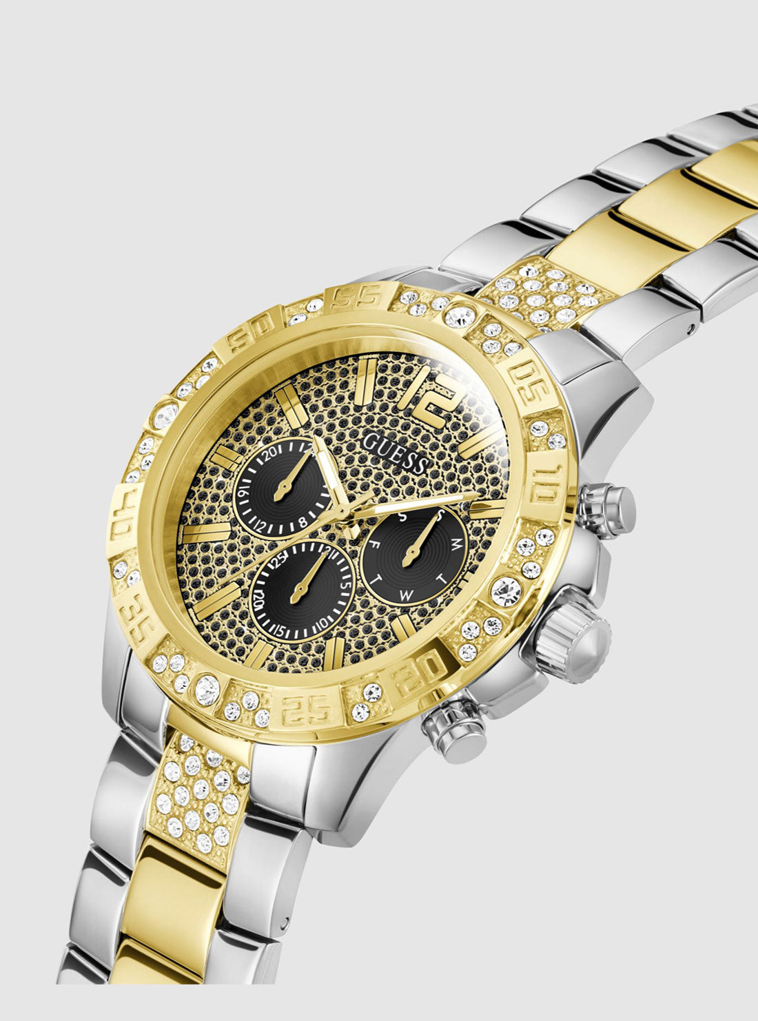 GUESS Accessories Gold Silver Majestic Link Watch GW0796G3 Angle View