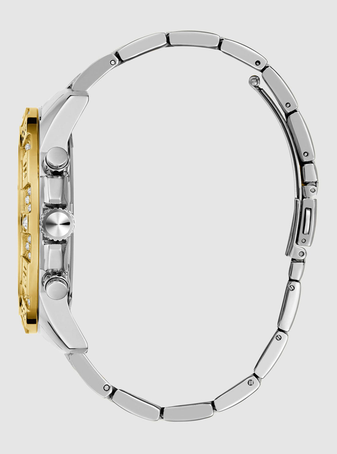 GUESS Accessories Gold Silver Majestic Link Watch GW0796G3 Side View