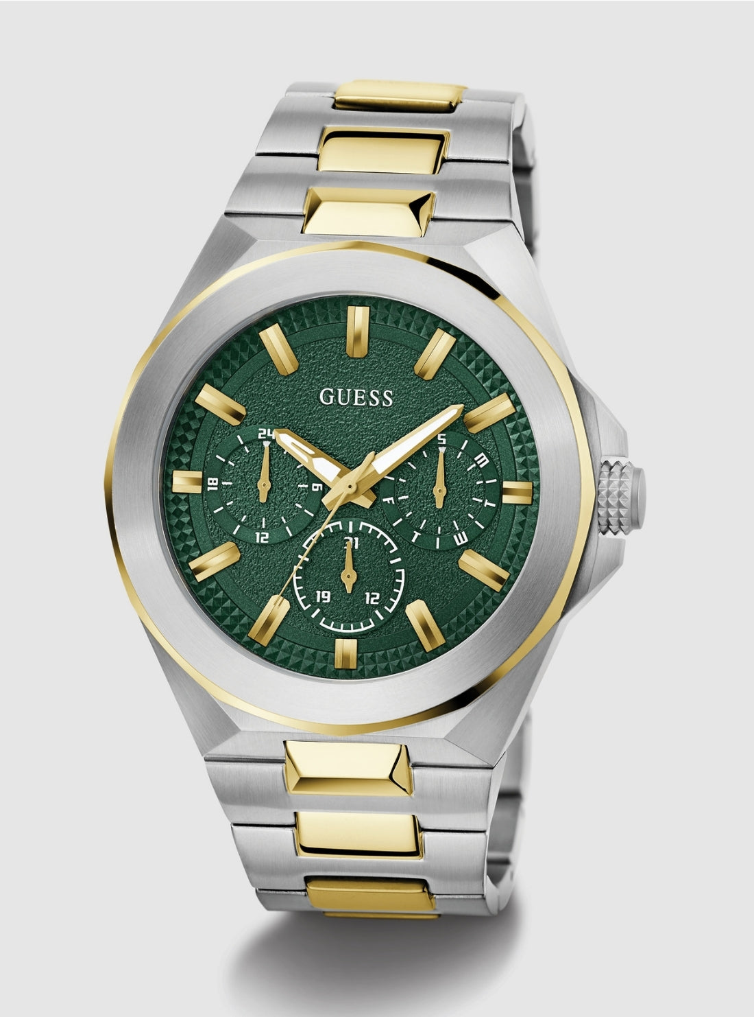 GUESS Accessories Gold Silver Dashboart Link Watch GW0798G3 Front View