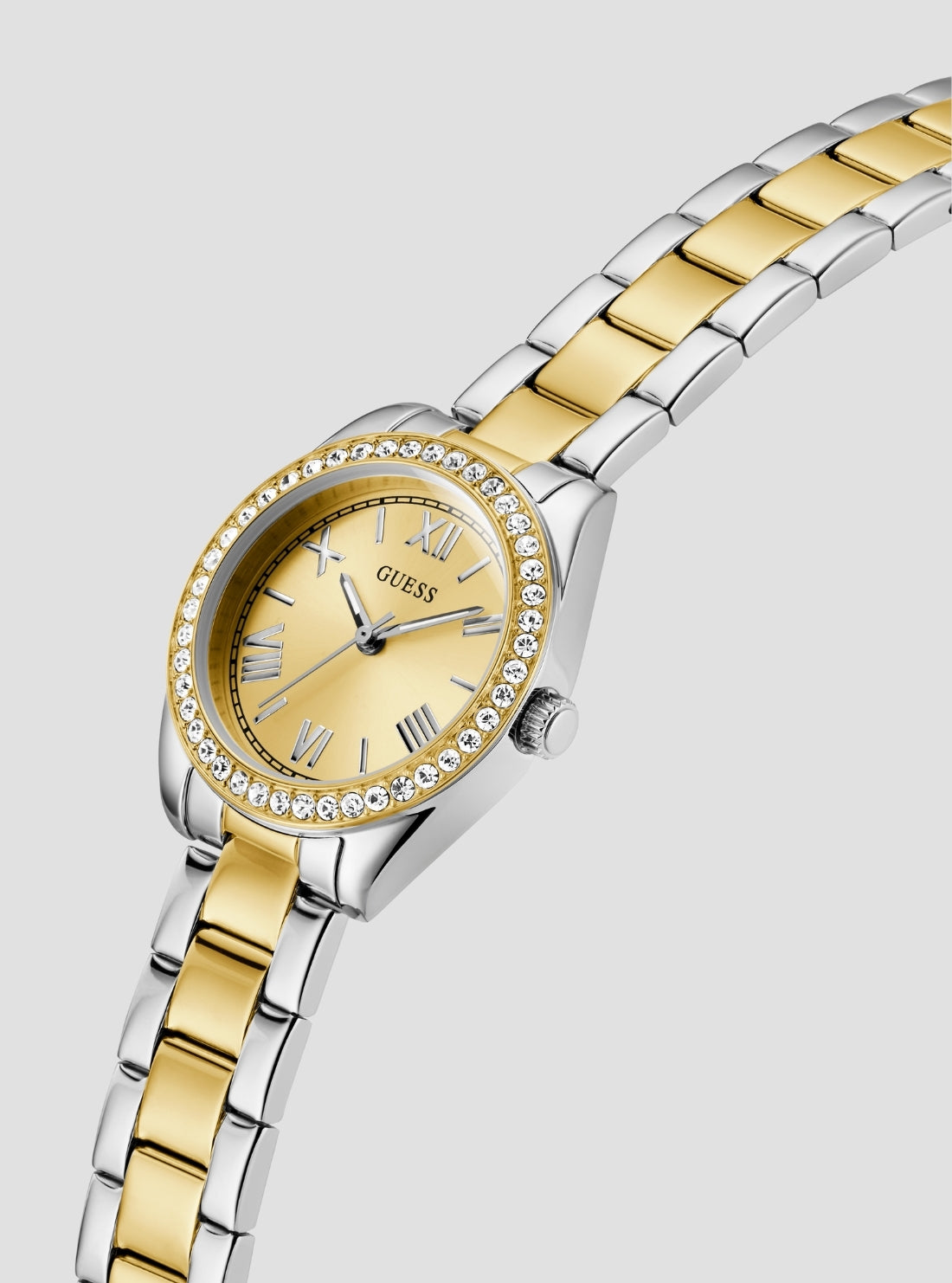 GUESS Accessories Silver Gold Mini Luna Watch GW0841L2 Front Side View