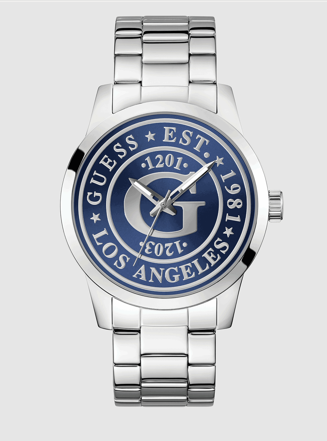 Silver Collegiate Blue Dial Watch