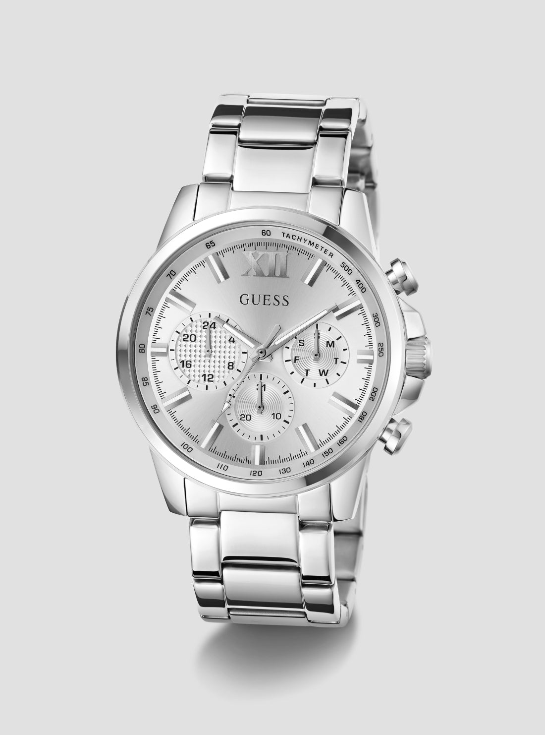 GUESS Accessories Silver Walker Multifunction Watch GW0900G6 Front Side View