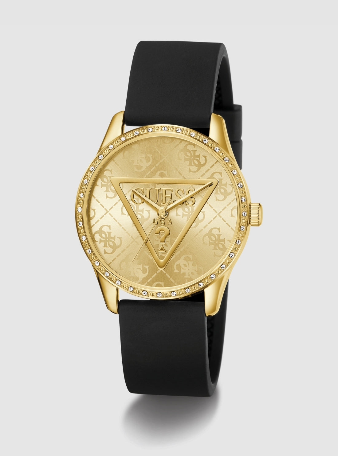GUESS Accessories Gold Black Roxy Gold Logo Dial Watch GW0942L2 Front View_2