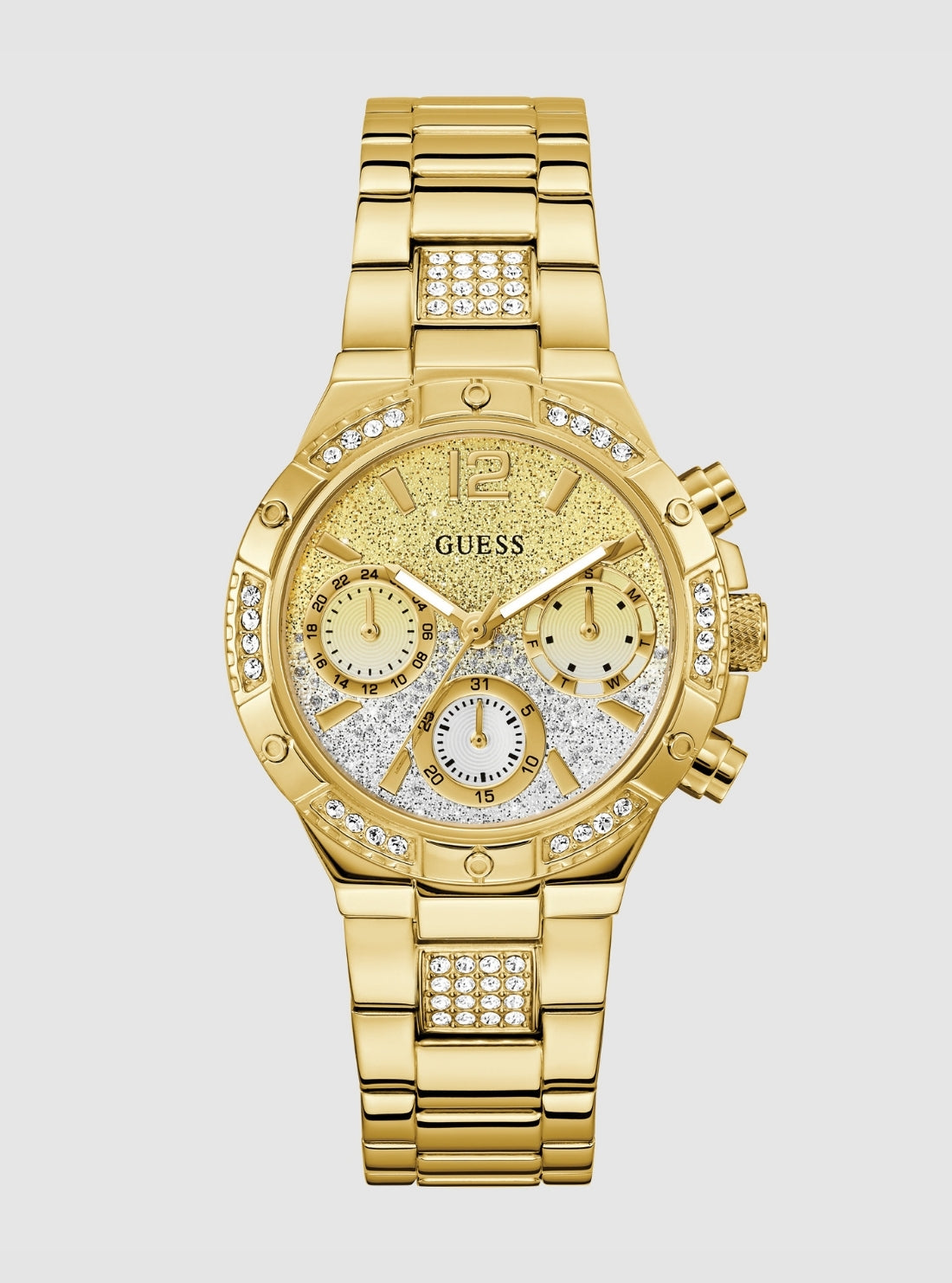 GUESS Accessories Gold Harlow Gold Dial Bracelet Watch GW0950L2 Front View