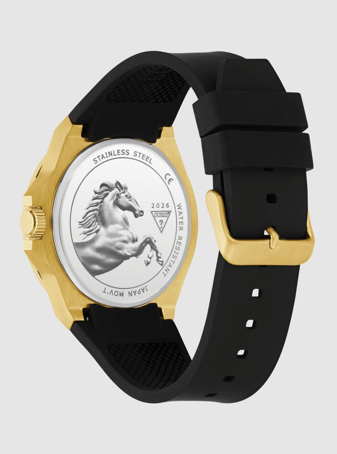 GUESS Mens Black Stallion Dial Watch GW0979G1 Back View