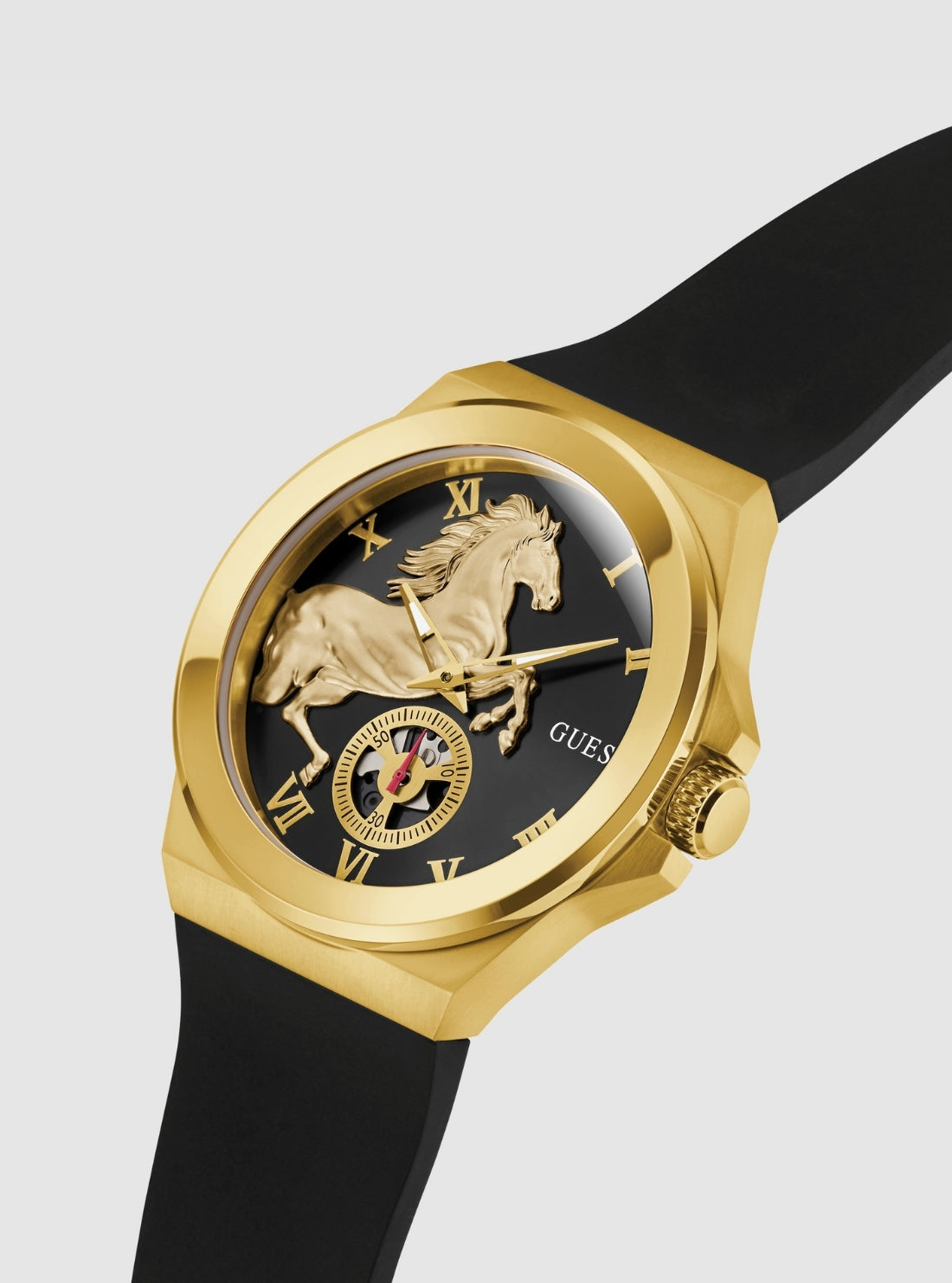 GUESS Mens Black Stallion Dial Watch GW0979G1 Side View