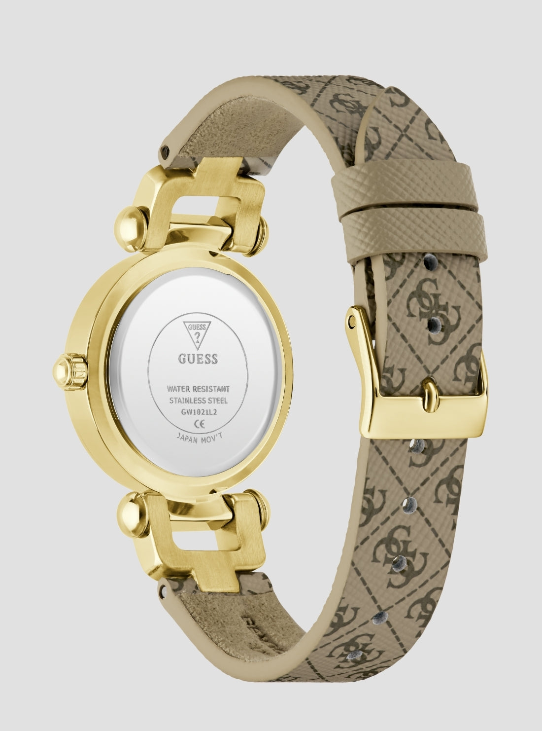 GUESS Accessories Brown Logo Gold Ginger Watch GW1021L2 Back View