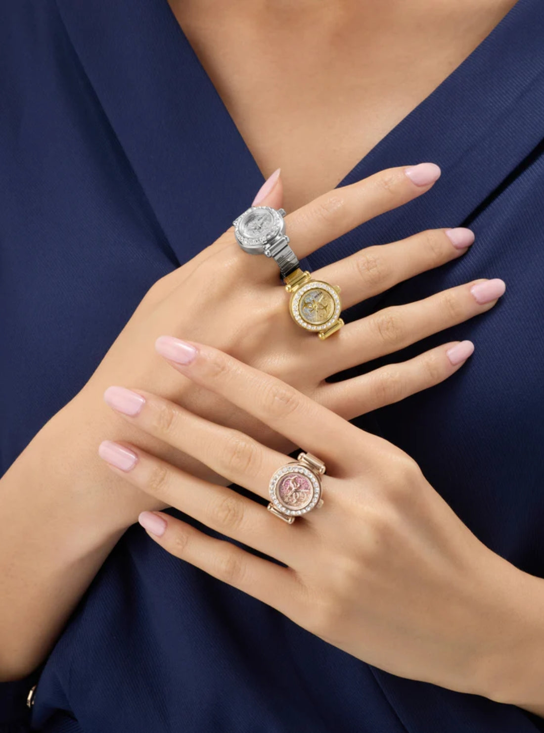 GUESS Accessories Gold Anna Analog Ring GW1022L2 Model View3