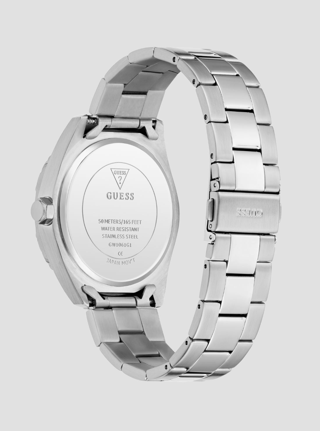 GUESS Accessories Silver Velocity Green Dial Watch GW1061G1 Back View