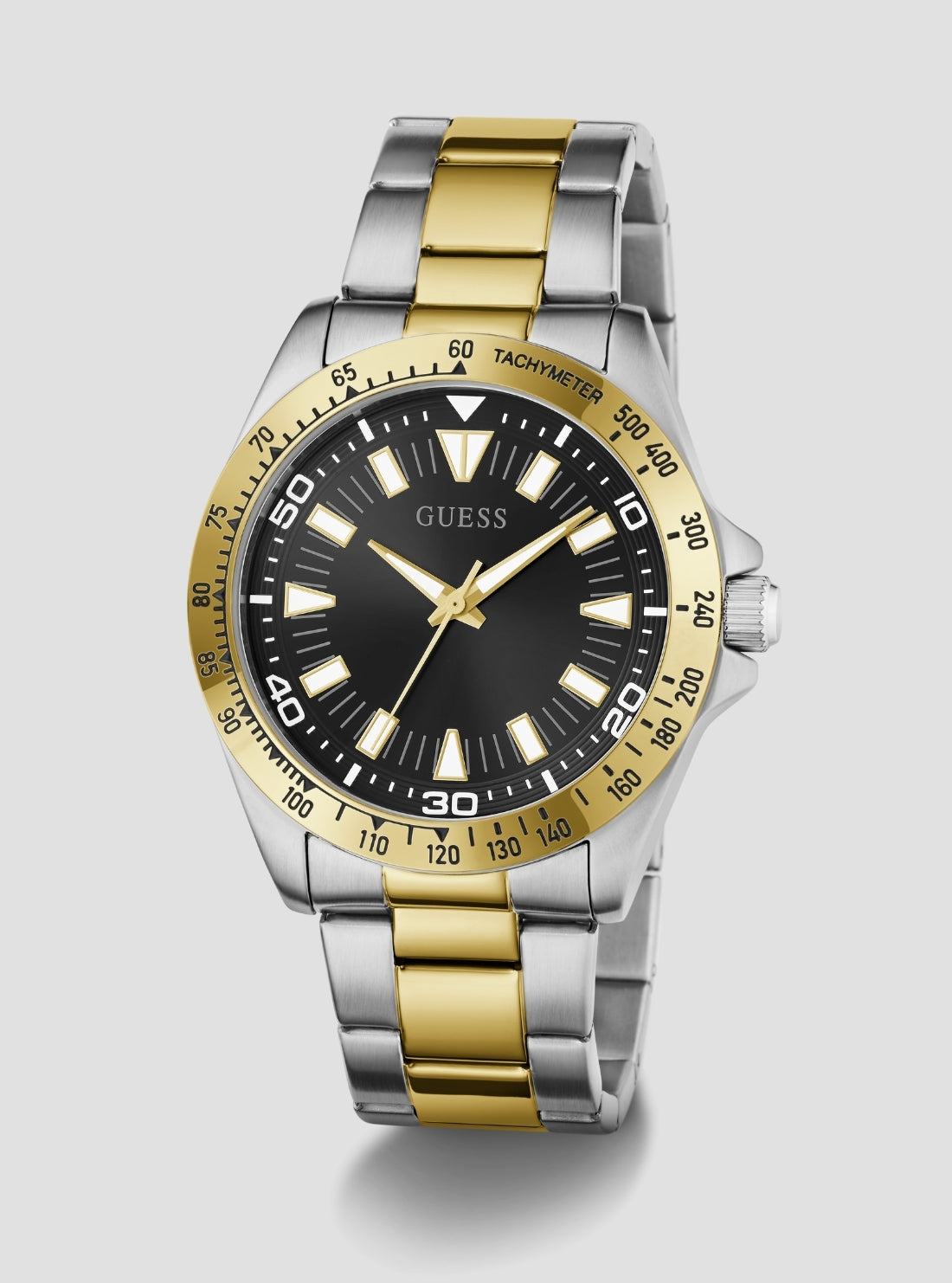 GUESS Accessories Silver Gold Neo Black Dial Watch GW1064G4 Front Side View