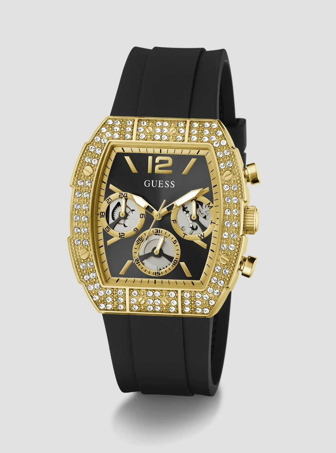 GUESS Accessories Black Gold Phoenix Quantum Watch GW1069G2 Front Side View