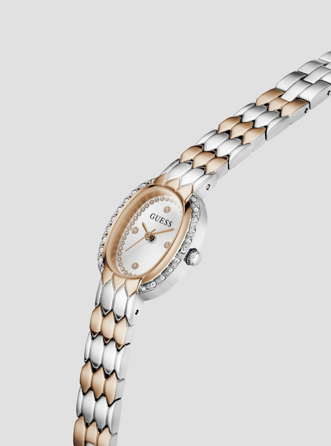 GUESS Accessories Silver Rose-Gold Viola Crystal Watch GW1092L5 Side View