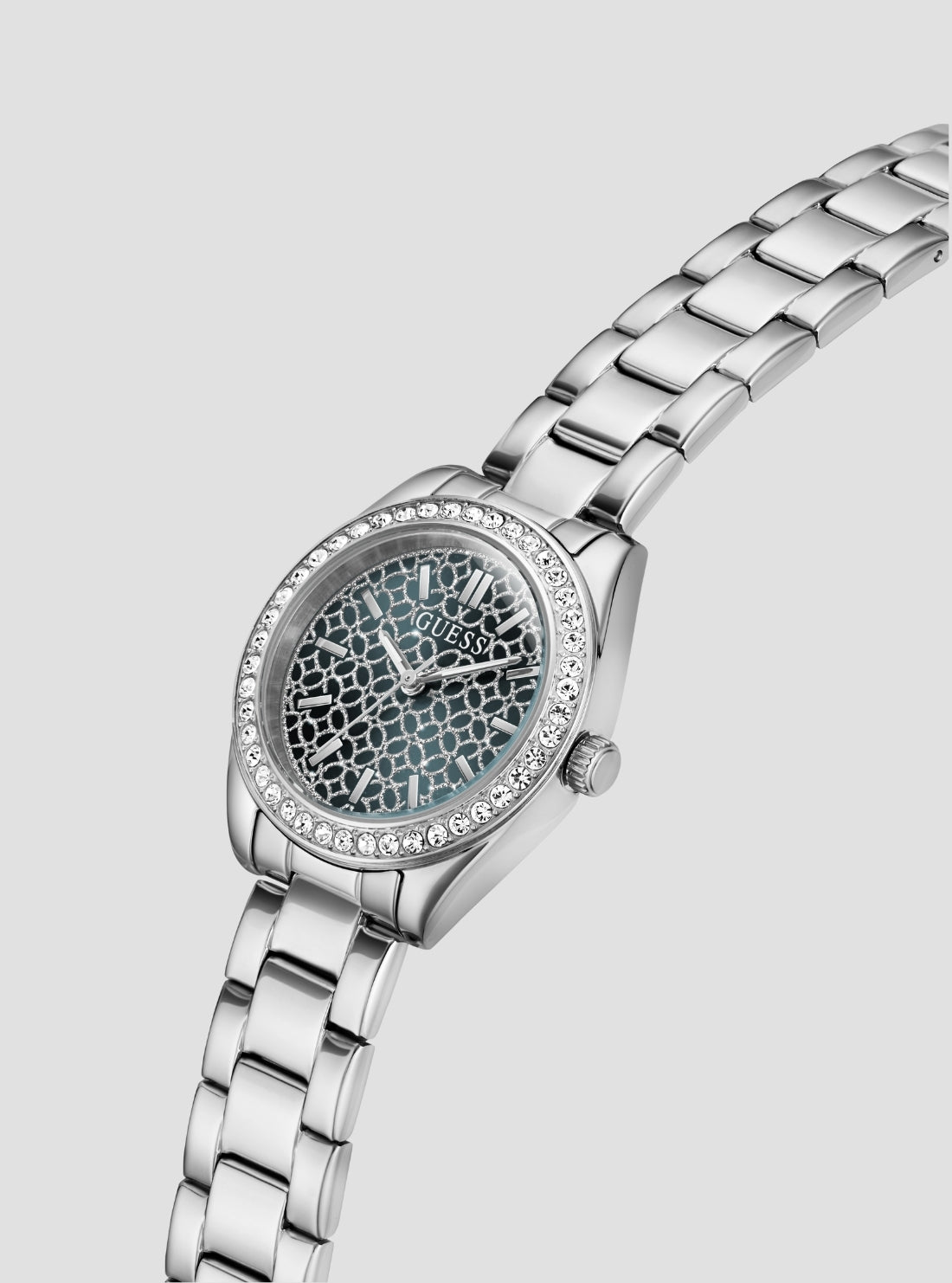 GUESS Accessories Silver Mini Luna Crystal Watch GW1100L1 Side View
