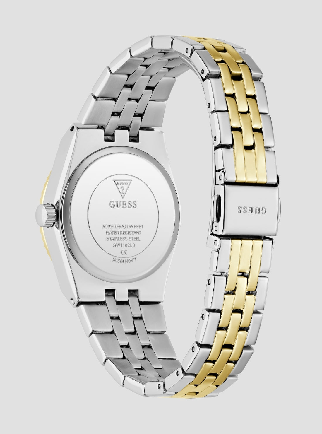 GUESS Accessories Silver Gold Vera Green Dial Watch GW1102L3 Back View
