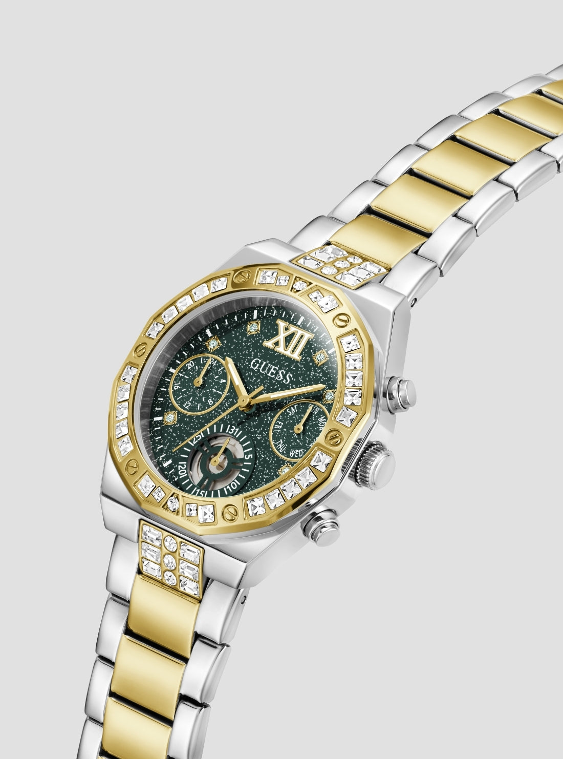 GUESS Accessories Silver Gold Selina Multifunction Watch GW1116L3 Side View