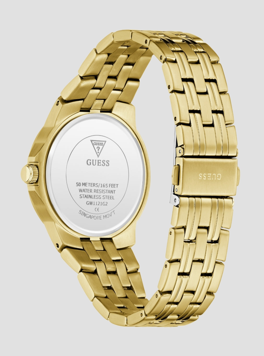 GUESS Accesories Gold Black Dial Archie Watch GW1121G2 Back View