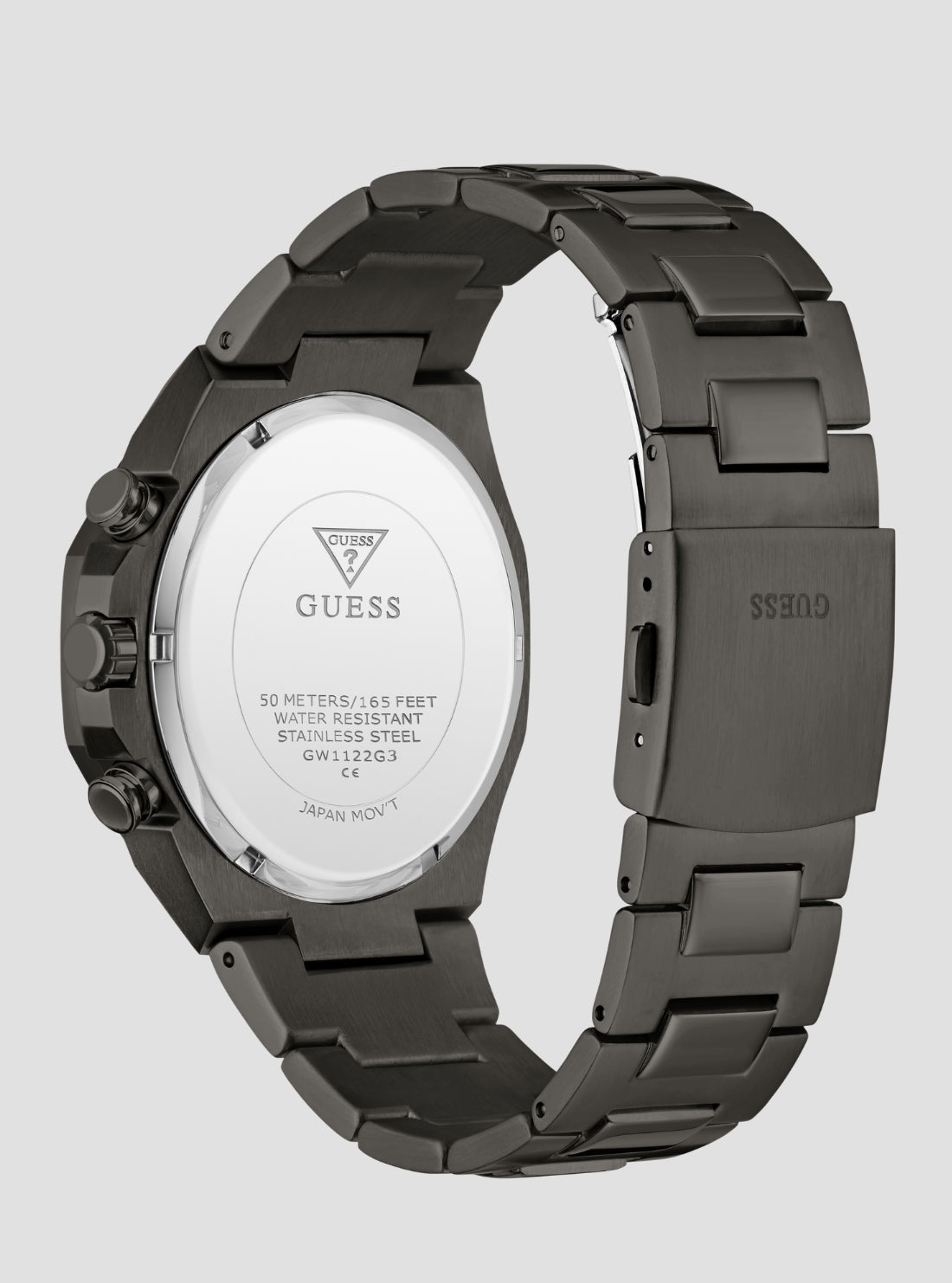 GUESS Accessories Gunmetal Blake Multifunction Watch GW1122G3 Side View3 Back View