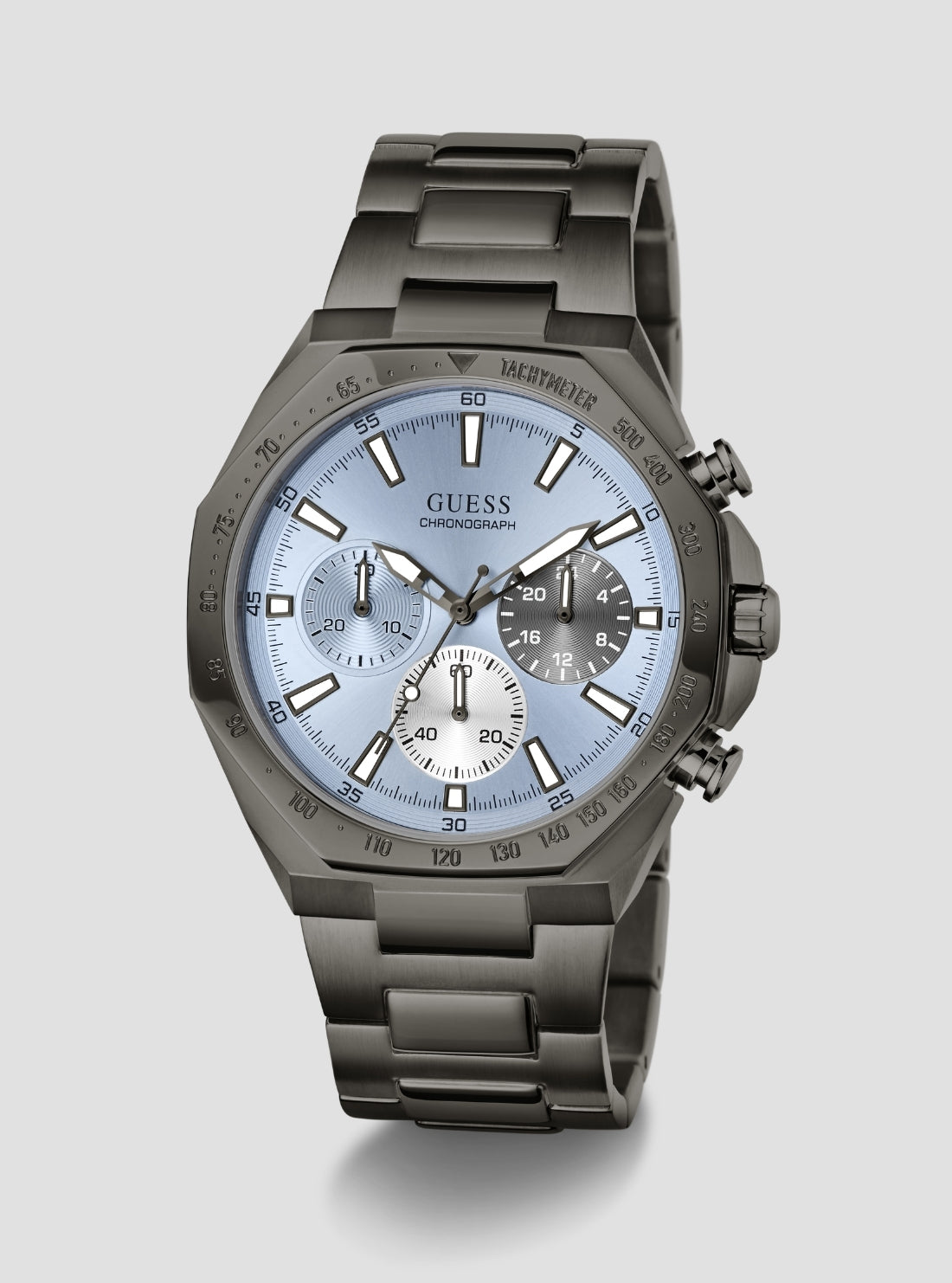 GUESS Accessories Gunmetal Blake Multifunction Watch GW1122G3 Front Side View