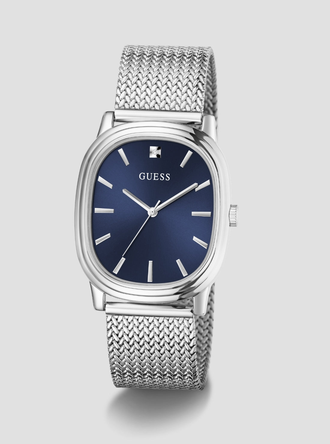 GUESS Accessories Silver Blue Dial Felix Watch GW1124G1 Front Side View