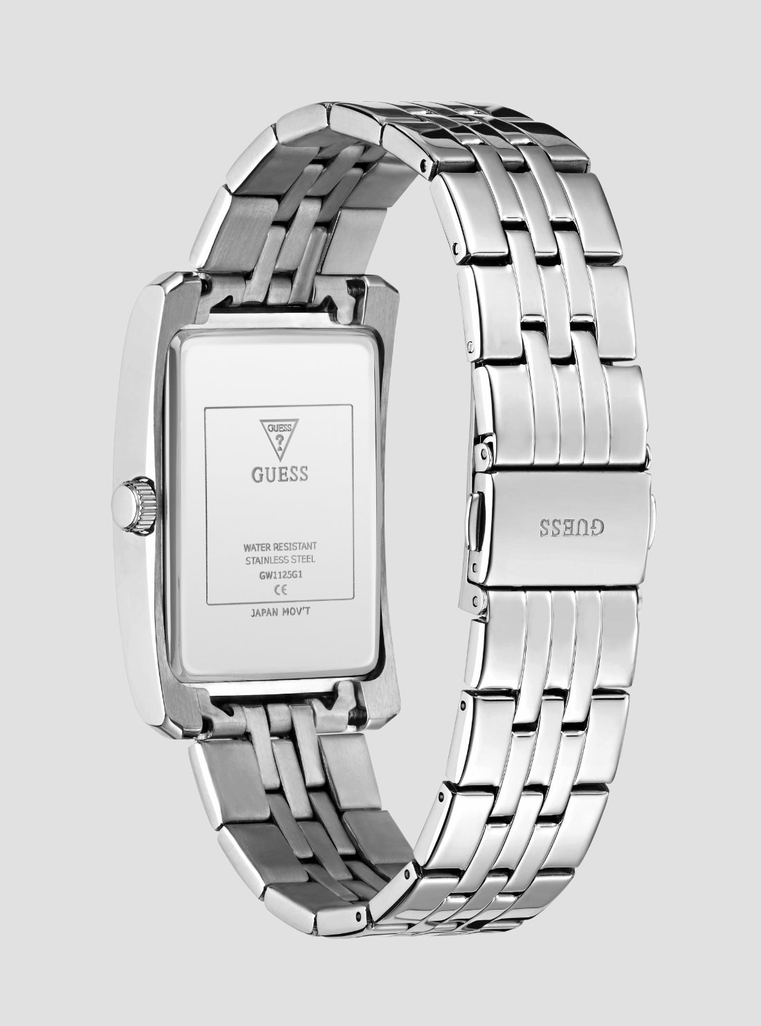 GUESS Accessories Silver Hugh Black Dial Watch GW1125G1 Back View