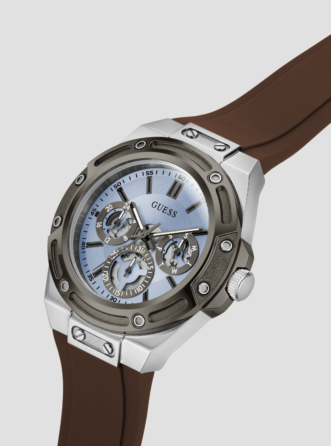 Brown Carver Blue Dial Watch