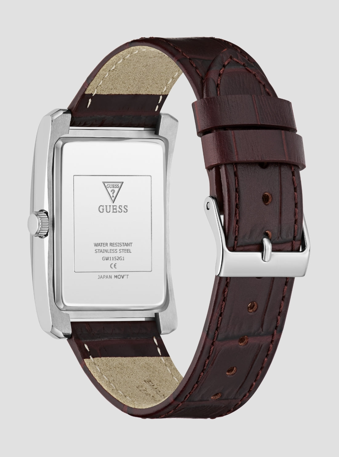 GUESS Accessories Silver Hugh Rectangular Watch GW1152G1 Back View