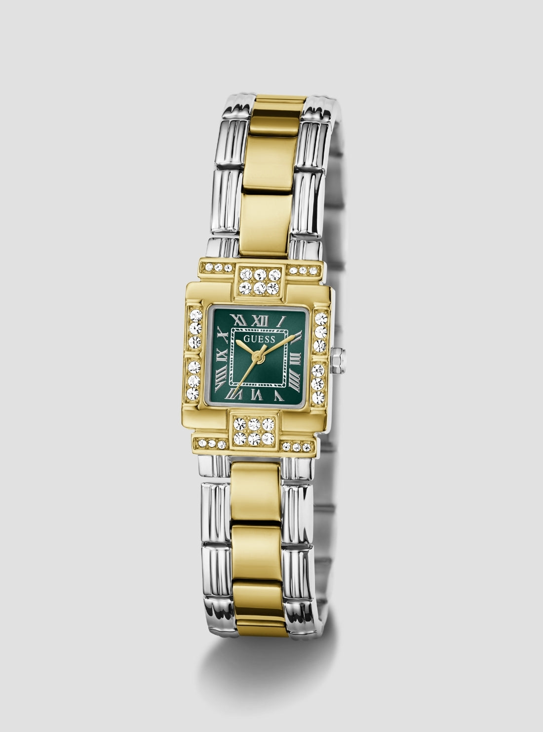 GUESS Accessories Silver Gold Taylor Crystal Watch GW1157L3 Front Side View