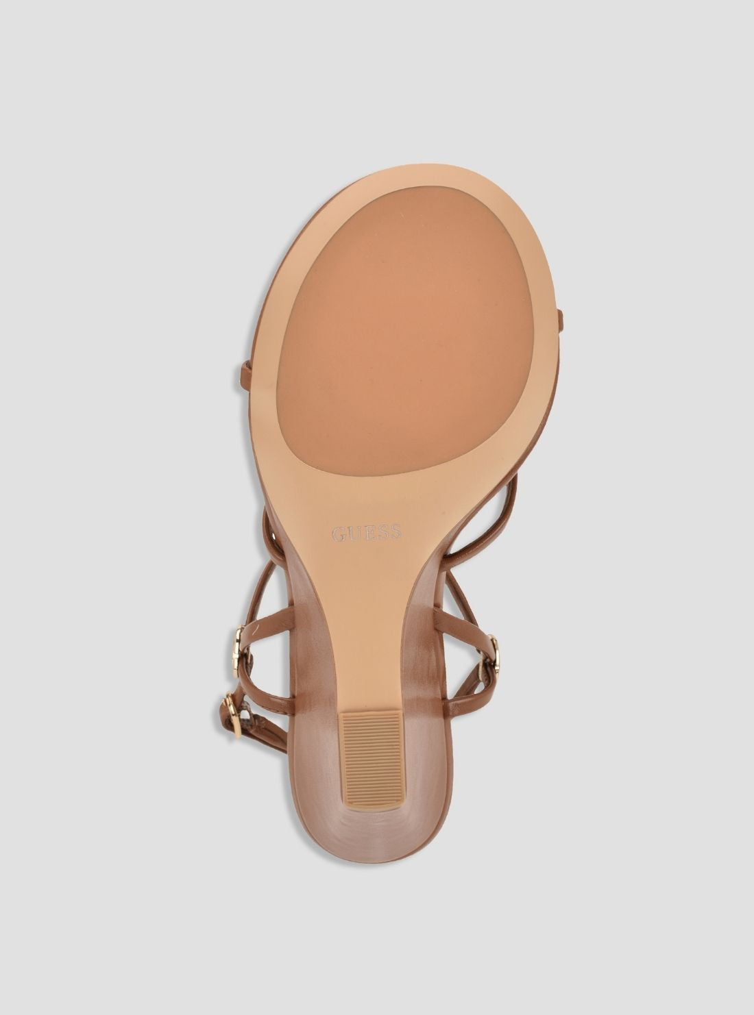 GUESS Womens Medium Brown Devve Wedge Sandals DEVVE Bottom View
