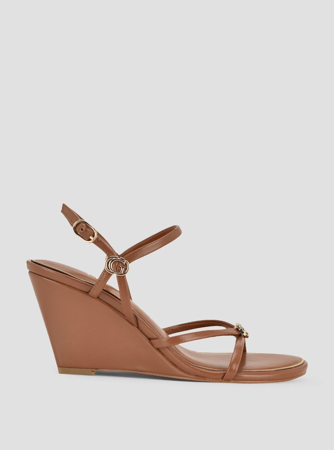 GUESS Womens Medium Brown Devve Wedge Sandals DEVVE Side View1