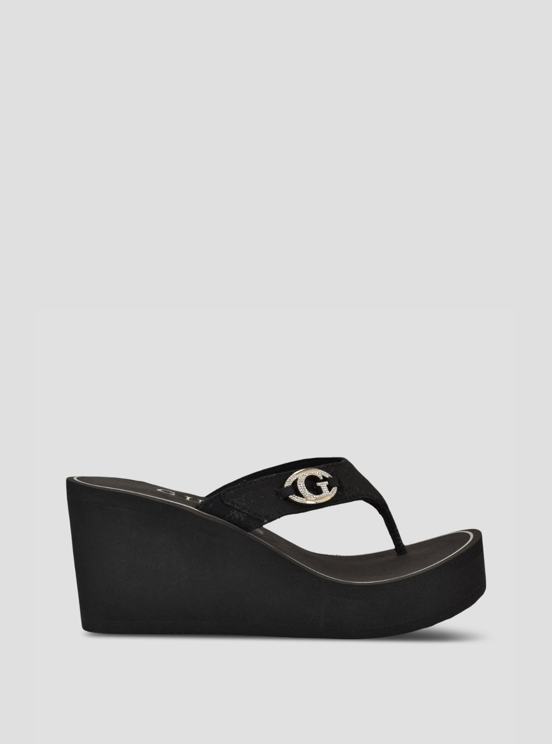 GUESS Footwear Black Shai Wedge Sandals SHAI Side View