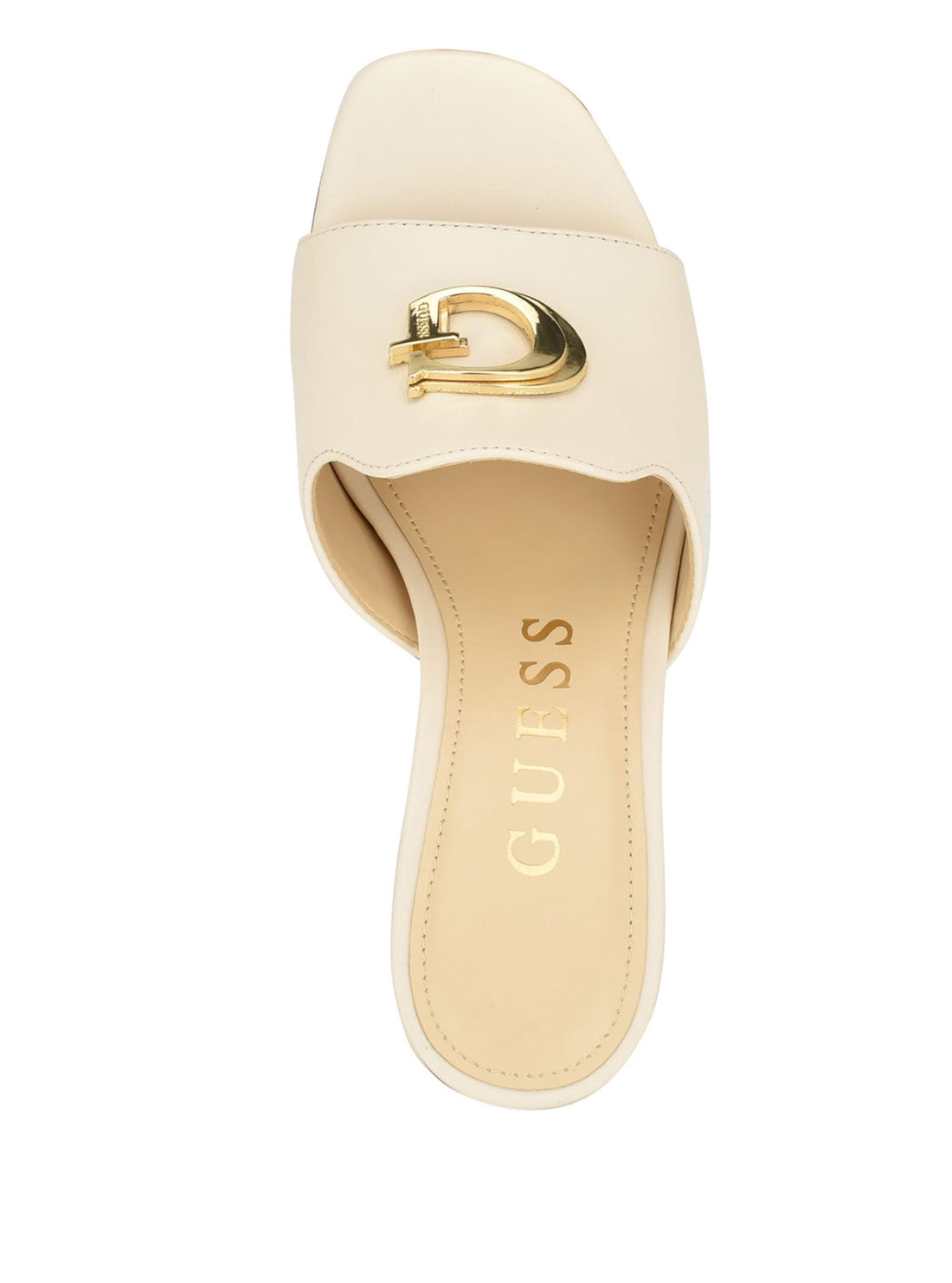 GUESS White Gold G Logo Snapps Heel top view