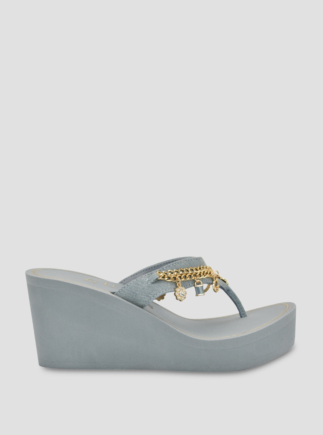GUESS Footwear Blue Sutton Wedge Sandals SUTTON2 Side View