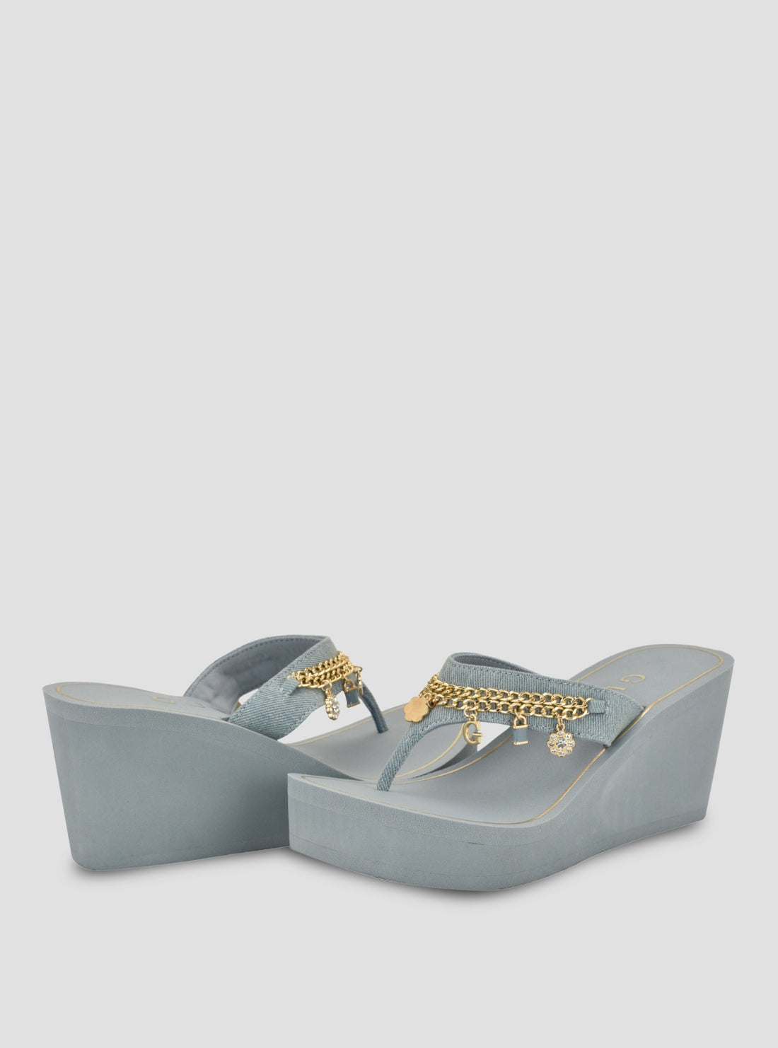 GUESS Footwear Blue Sutton Wedge Sandals SUTTON2 Front Side View_2