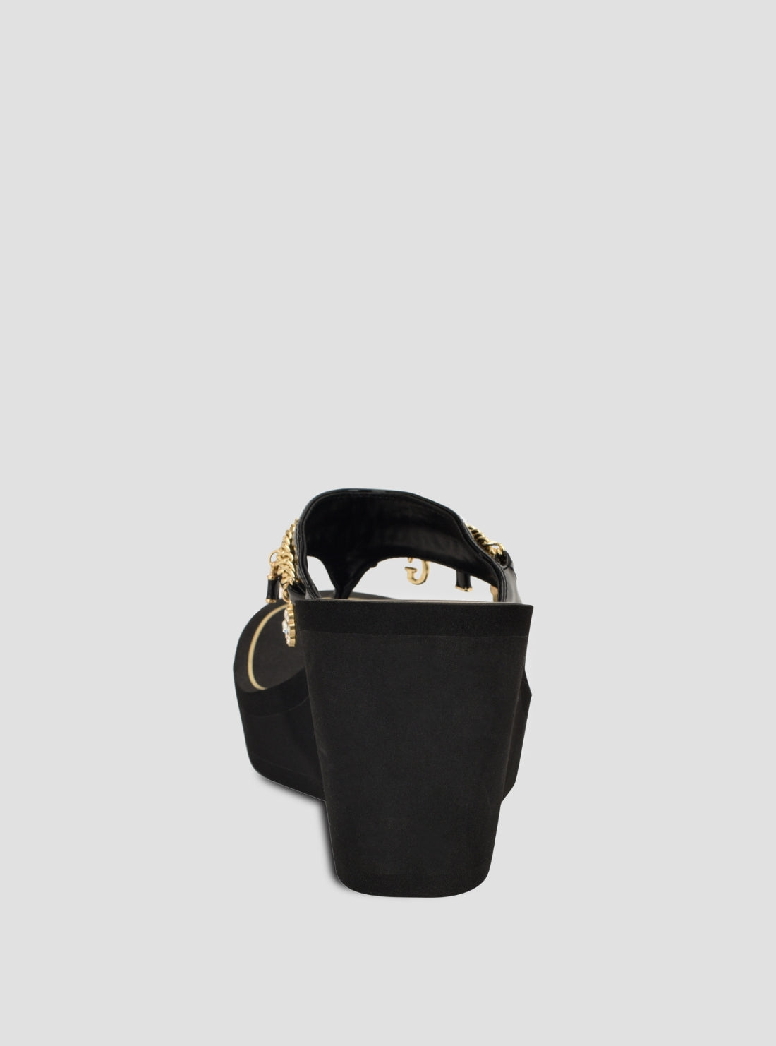 GUESS Footwear Black Sutton Wedge Sandal SUTTON Back View