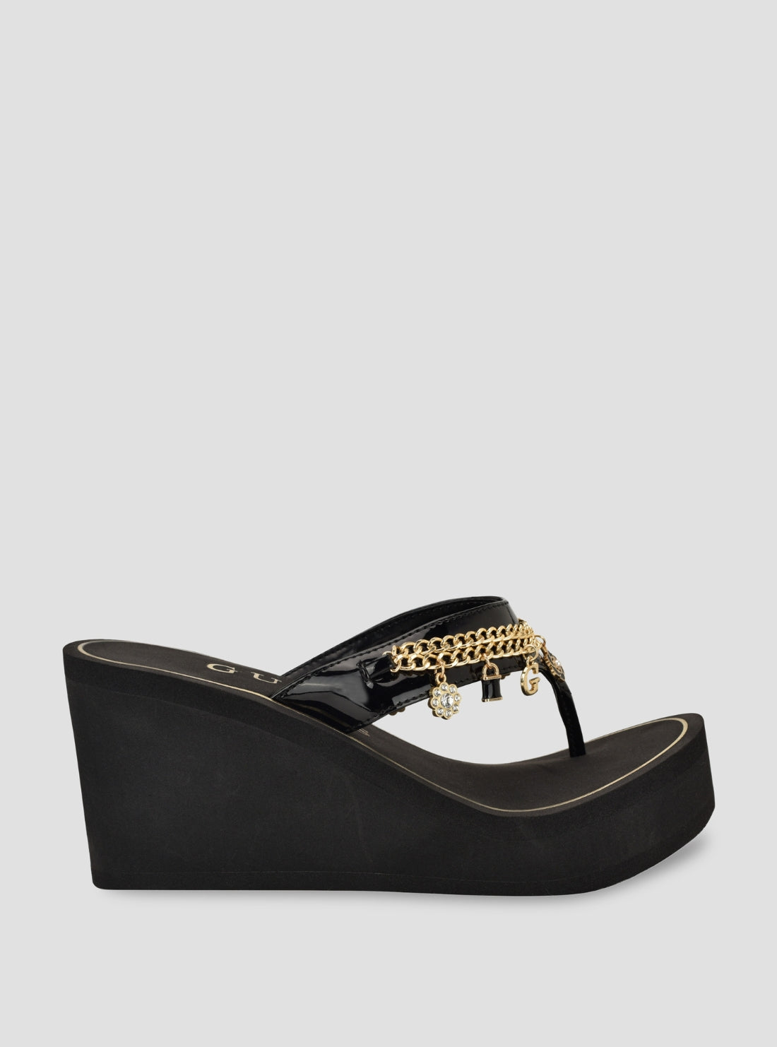 GUESS Footwear Black Sutton Wedge Sandal SUTTON Side View