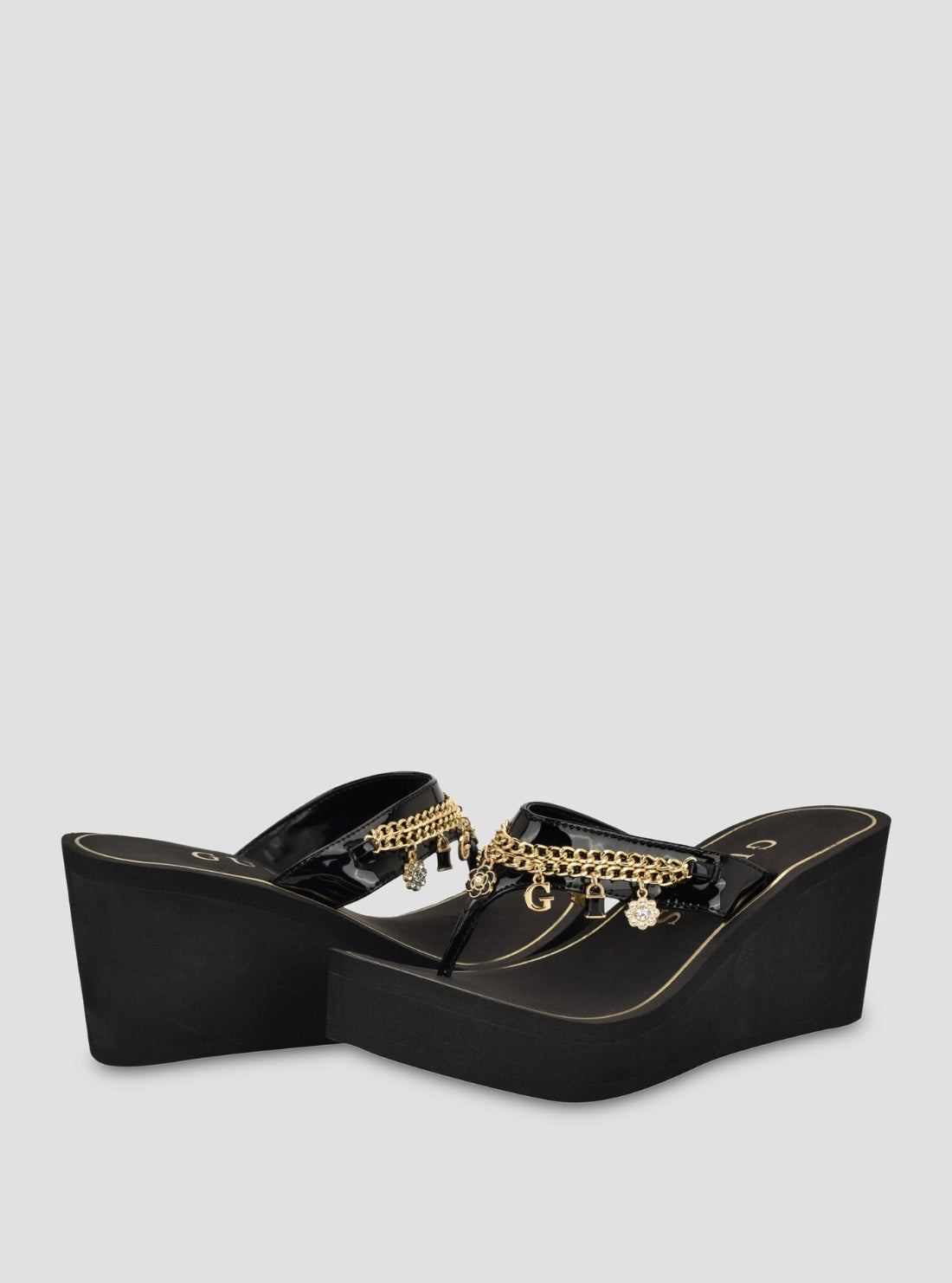GUESS Footwear Black Sutton Wedge Sandal SUTTON Front Side View_2
