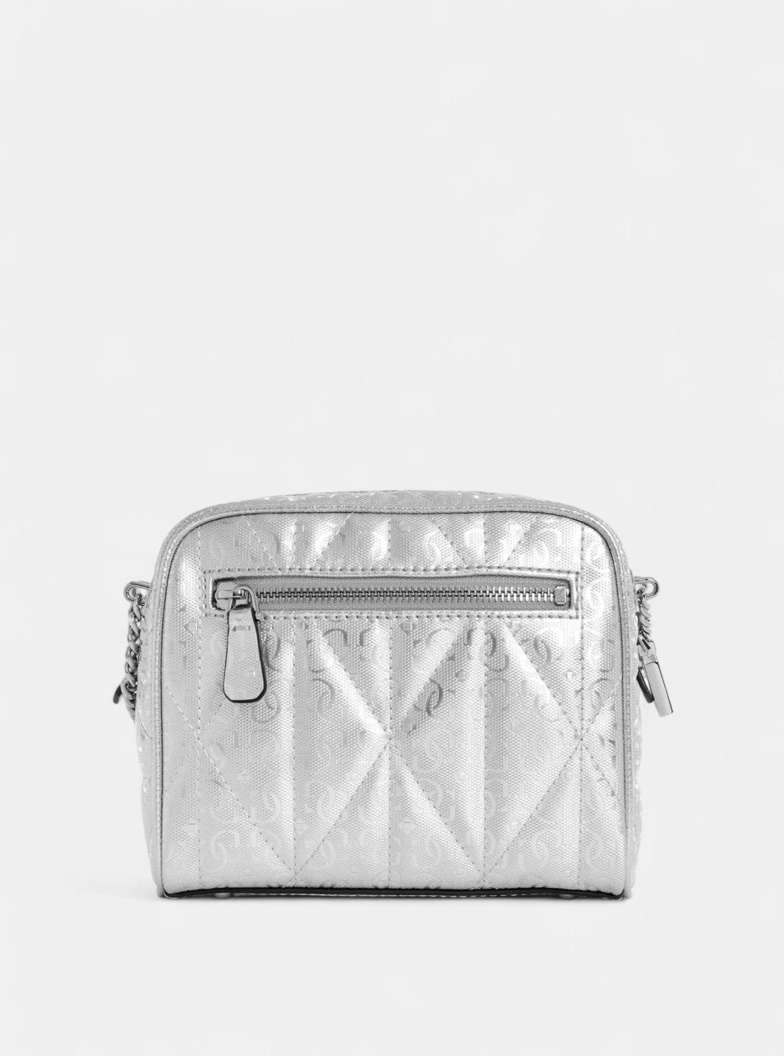 GUESS Womens Silver Aldina Camera Crossbody Bag GY966314SIL Back View
