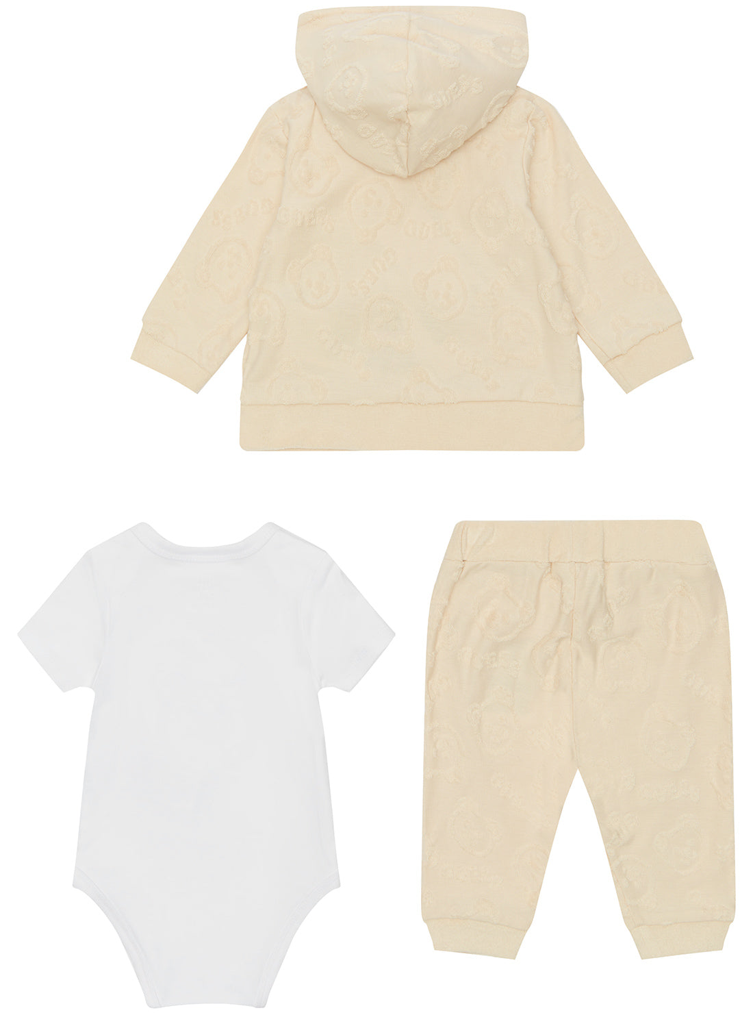 Beige 3 Piece Bodysuit, Jacket and Pant Set (0-12m)