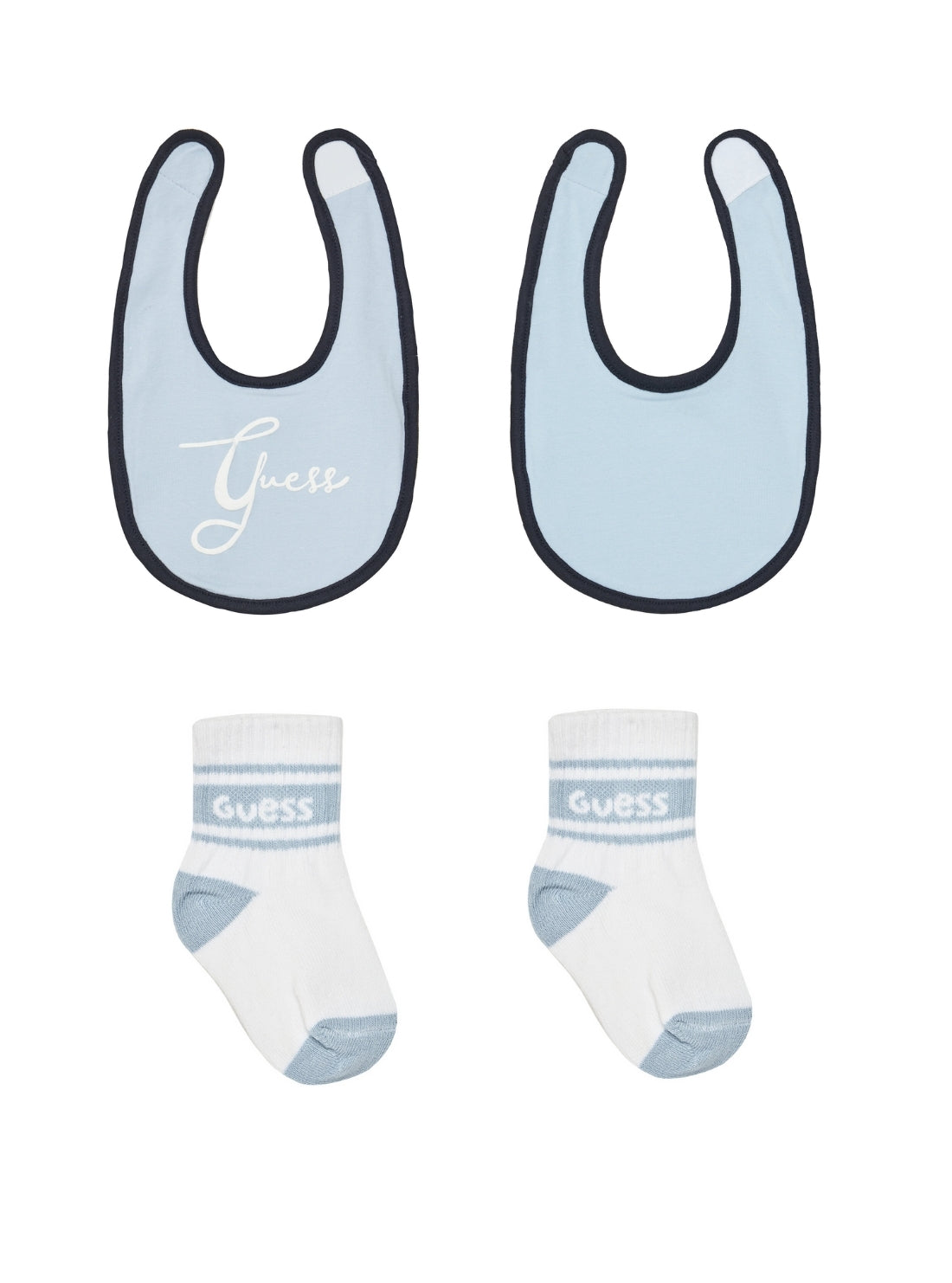 GUESS Baby Blue 5-Piece Bodysuit and Short Set (0-12m) H5GW03K6YW1 Front View