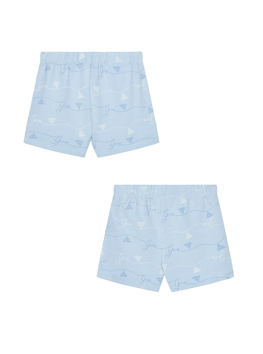 GUESS Baby Blue 5-Piece Bodysuit and Short Set (0-12m) H5GW03K6YW1 Front View_4