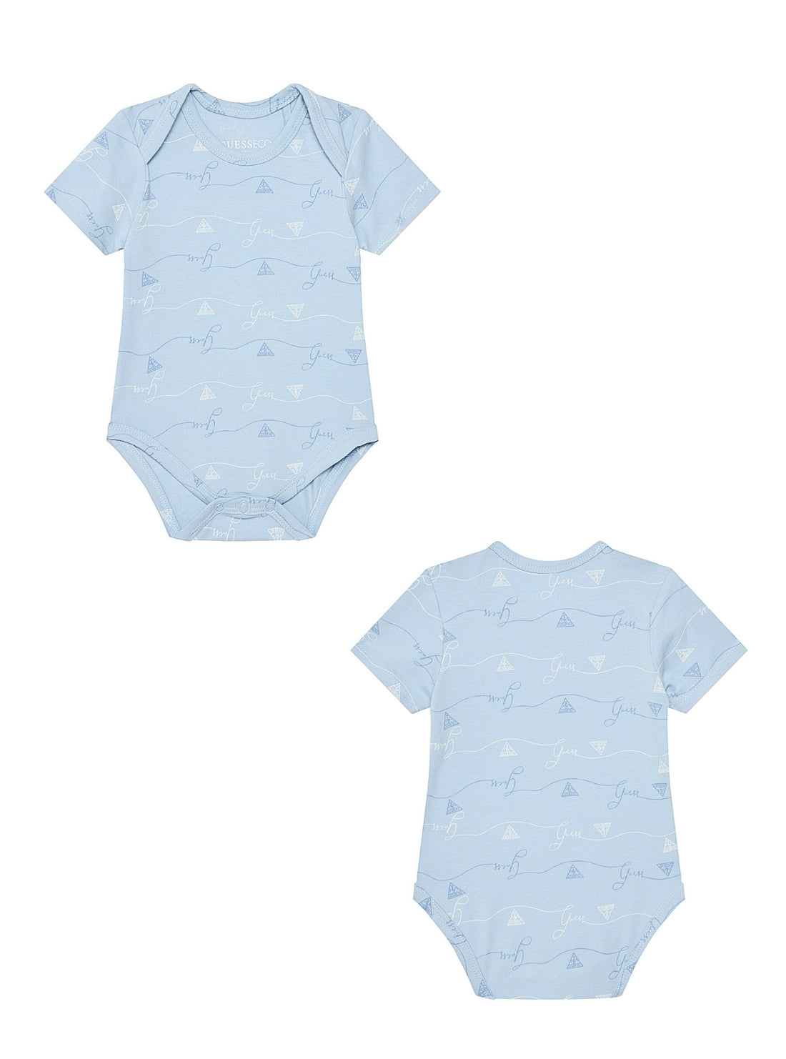 GUESS Baby Blue 5-Piece Bodysuit and Short Set (0-12m) H5GW03K6YW1 Front View_3