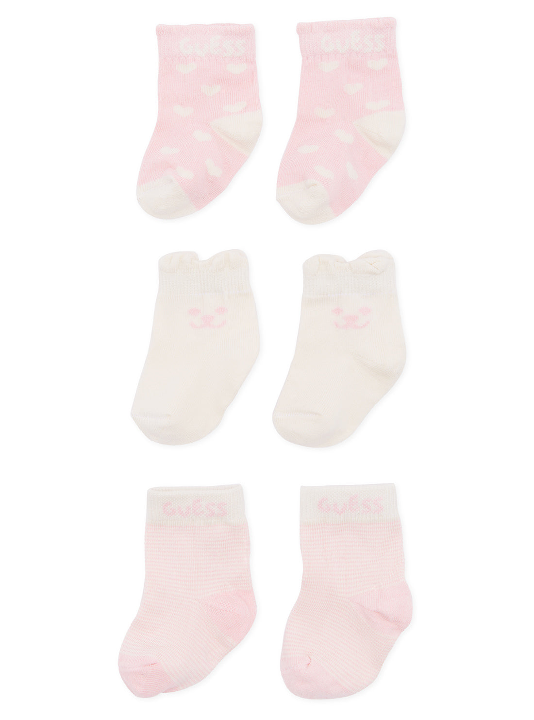 Pink and Cream 3pcs Newborn Socks Set
