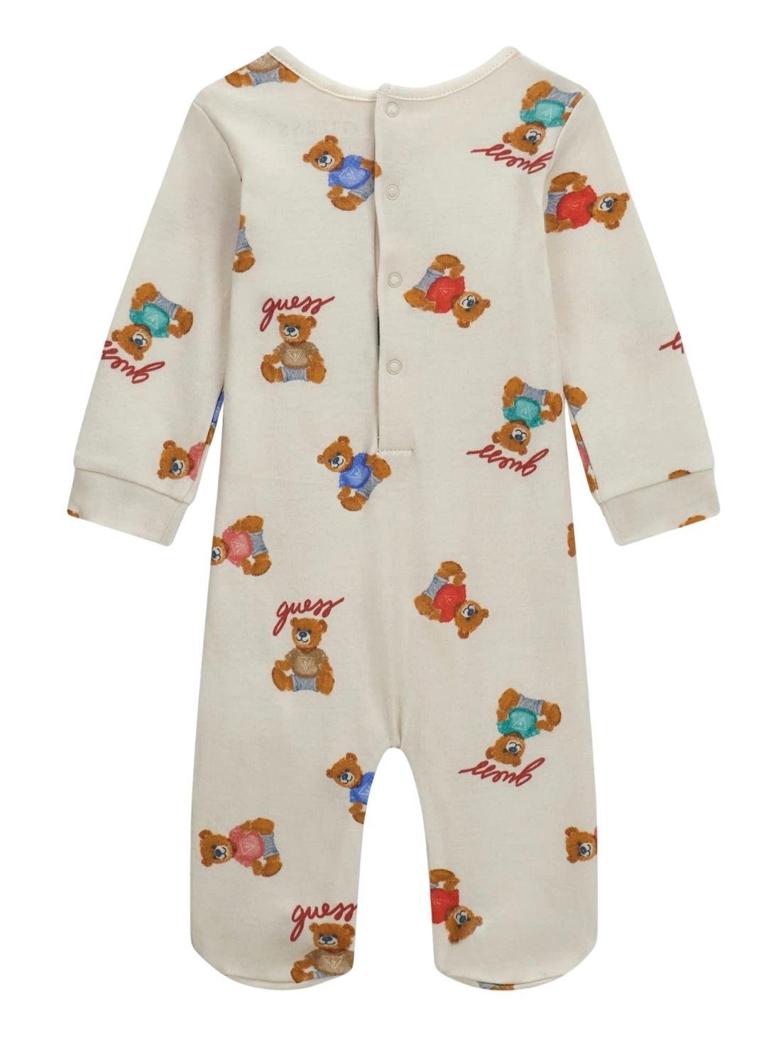 GUESS Kids Beige Bear Print Overall H6YG07K4131 Back View2