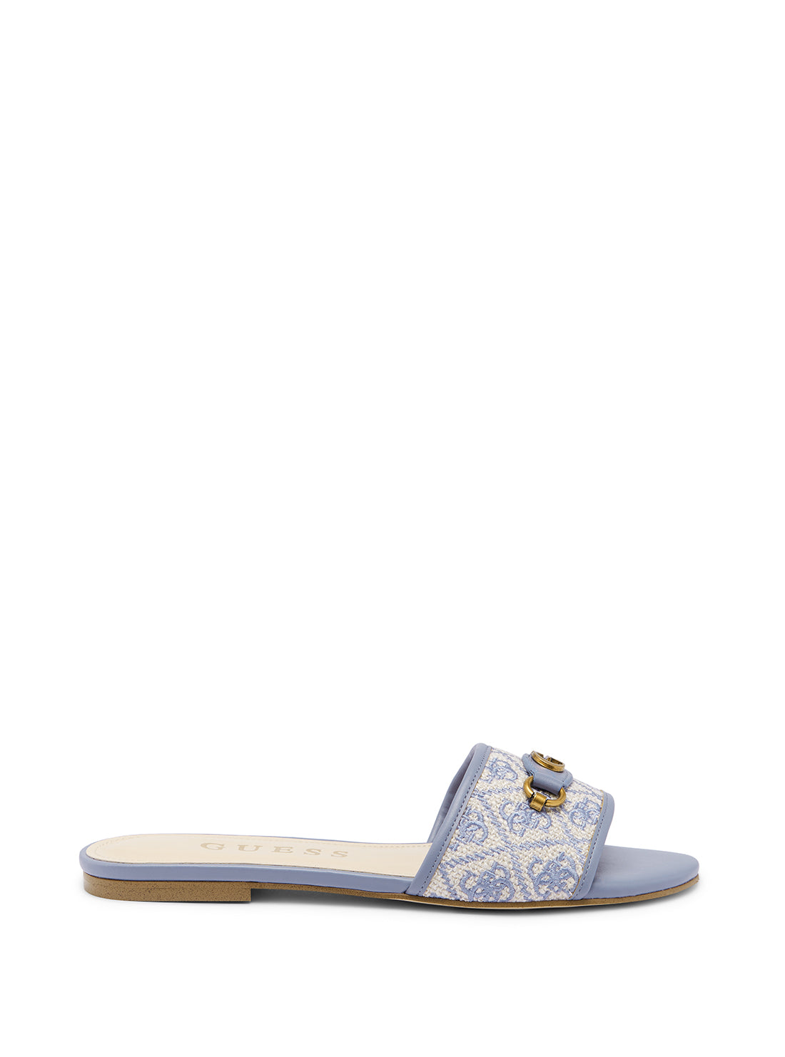 guess womens Blue Logo Hammi Slide Sandals side view