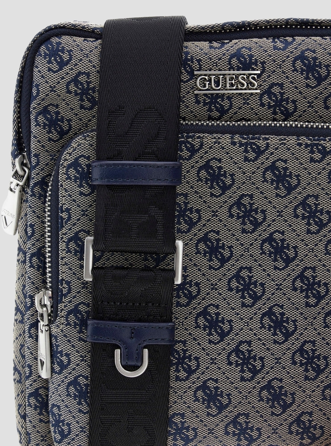 GUESS Mens Sand Blue Boston Logo Flat Crossbody Bag HMBOSTP6123 Detail View