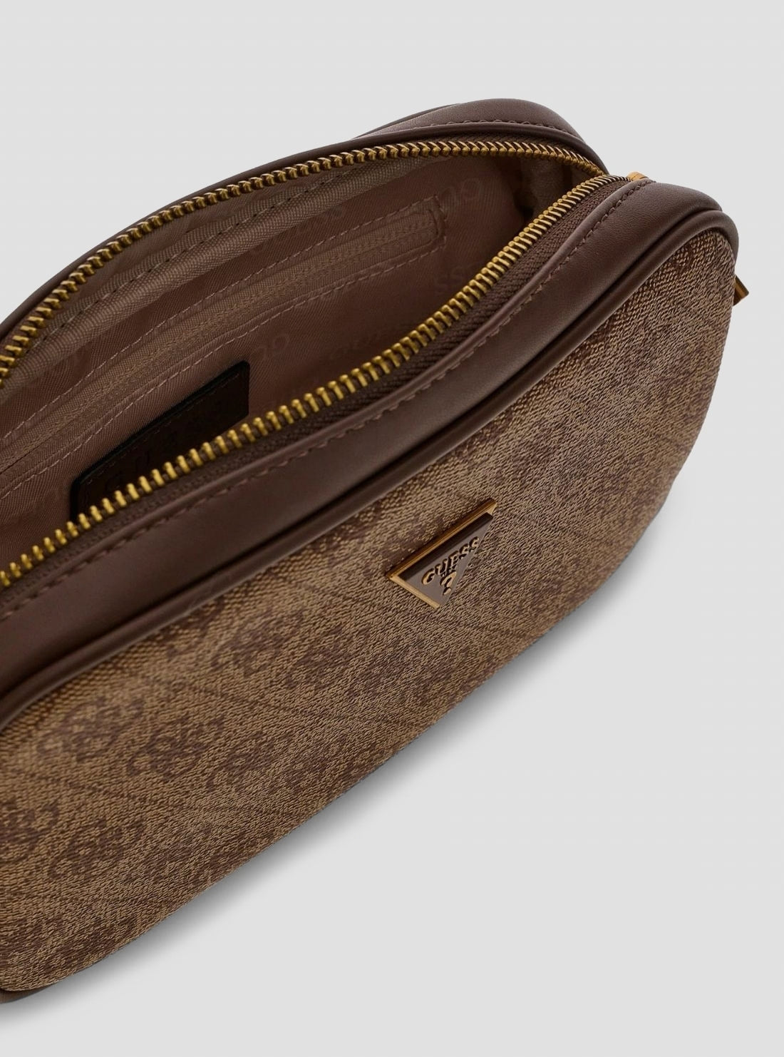 GUESS Mens Beige Brown Milano Camera Bag HMMILOP6150 Inside View