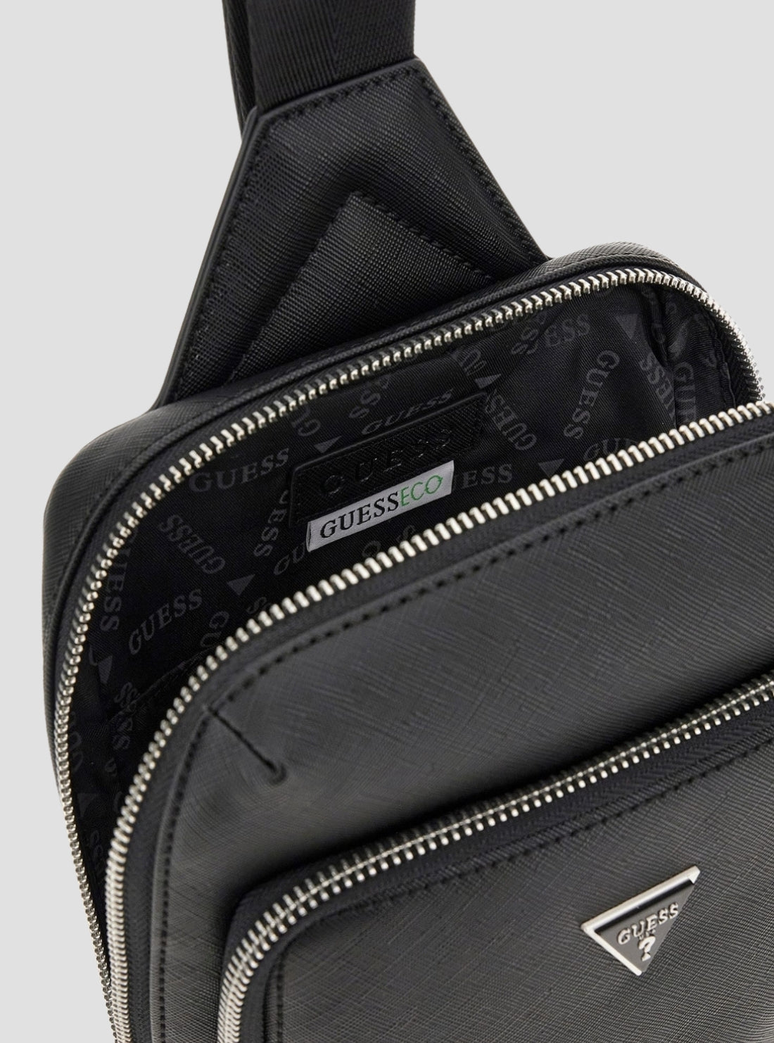 GUESS Mens Black Milano Crossover Bag HMMISAP5226 Detail View