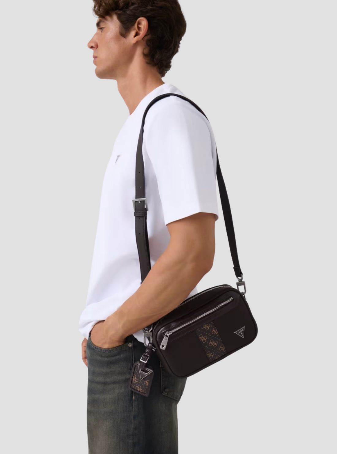 GUESS Mens Brown Sydney Camera Bag HMSYSYP6429 Model View